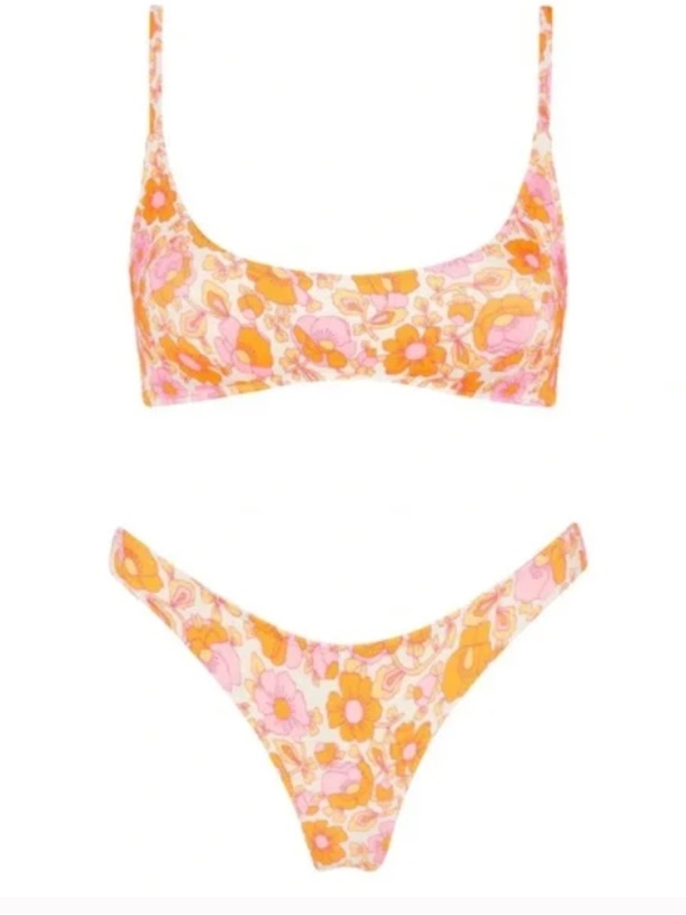 triangl swimwear Floral Bikini Set in Orange and Pink